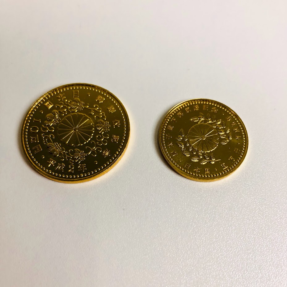 天皇陛下御即位記念金貨・皇太子殿下御成婚記念金貨 裏面