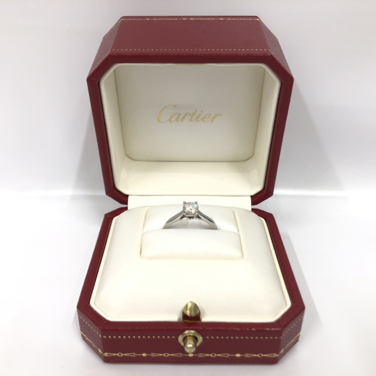 カルティエ Pt950 ソリテール 1895 ダイヤモンド リング D0.45ct #48 京都 四条 買取 ブランド ジュエリー 婚約指輪