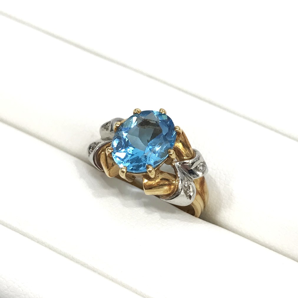 Pt900×K18 ブルーダイヤモンドリング